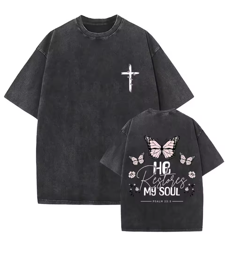 Jesus Restores my Soul Vintage Washed T-shirt Women